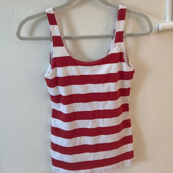 Banana Republic Red and White Striped Tank Top with Shelf Bra Size XS - Picture 1 of 3